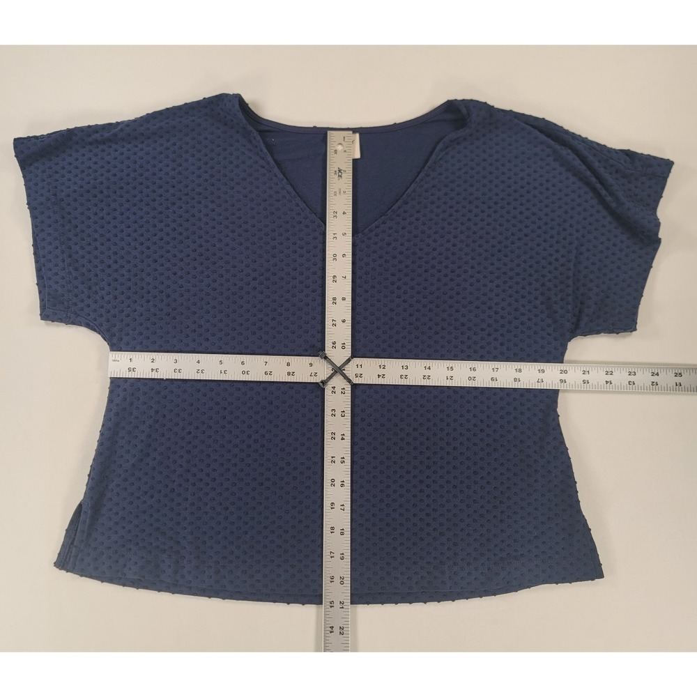 Soma Navy Blue Textured Pajama Set Medium Soft Lounge Sleepwear Pockets - Picture 3 of 9